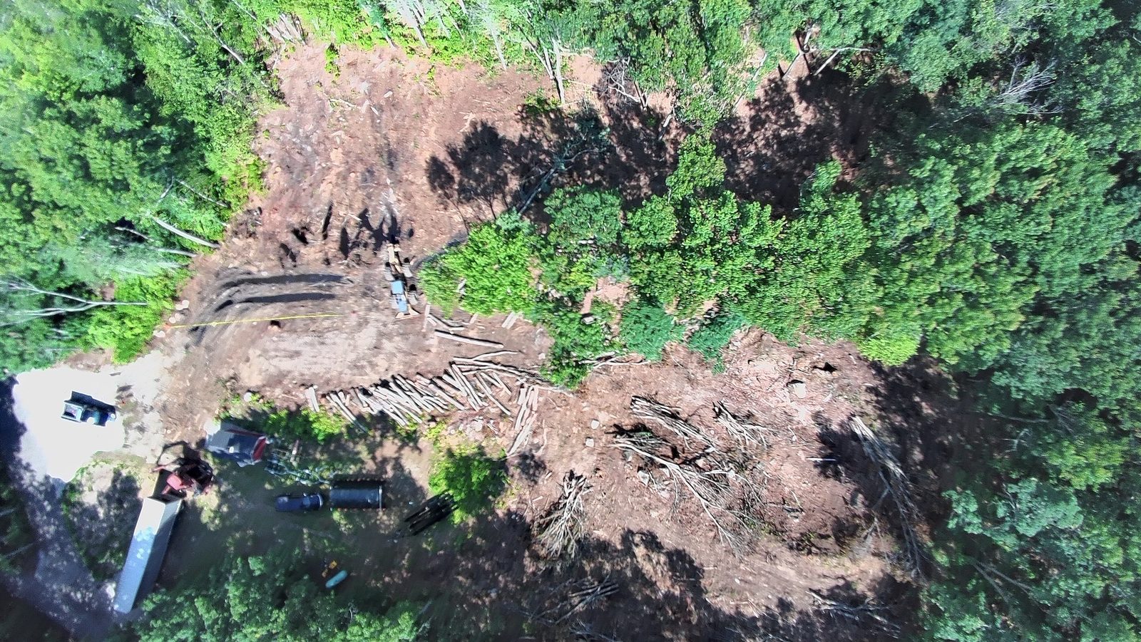 Aerial showing the full extent of the clearing across both lots